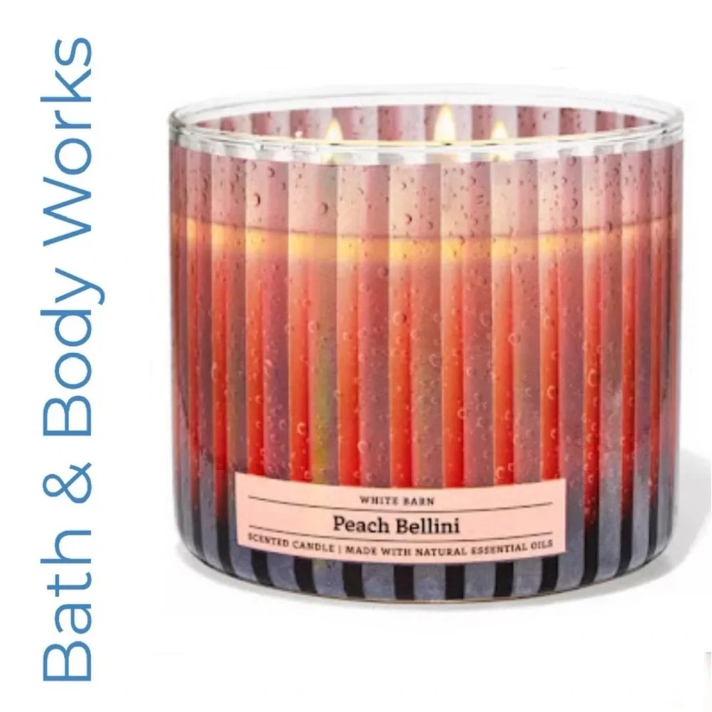 Bath & Body Works White Barn Peach Bellini 3 Wick Candle